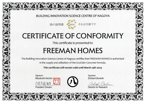 2019 Certificate of Conformity, BISC - Freeman Homes